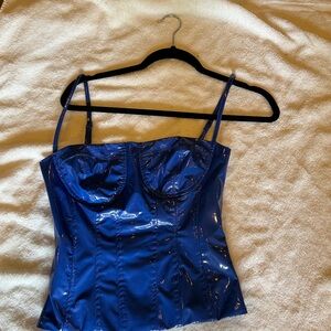 Fashion Nova Blue Patent Leather Top